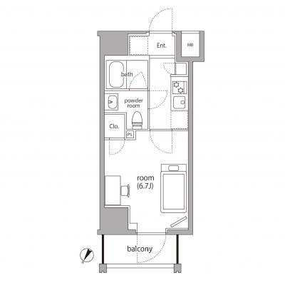RマンスリーNo.48 横浜関内　新築・３路線利用可（Aタイプ）【2025年12月新築OPEN】の間取り図
