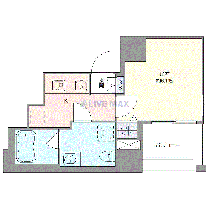 マンスリーリブマックス渋谷幡ヶ谷WEST◎『禁煙ルーム・1K・24平米』【Wi-Fi無制限・追い焚き機能・独立洗面】≪エクセレントシリーズ≫の間取り図