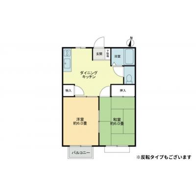【Alphabed30高松春日町A】駐車場１台可、1～4名様入居可、2DK（40.04㎡）の間取り図