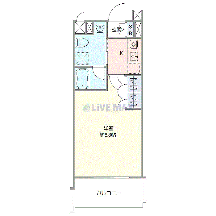 マンスリーリブマックス京急本線雑色NORTH☆『禁煙ルーム・25平米』【独立洗面・浴室乾燥付】≪エクセレントシリーズ≫の間取り図