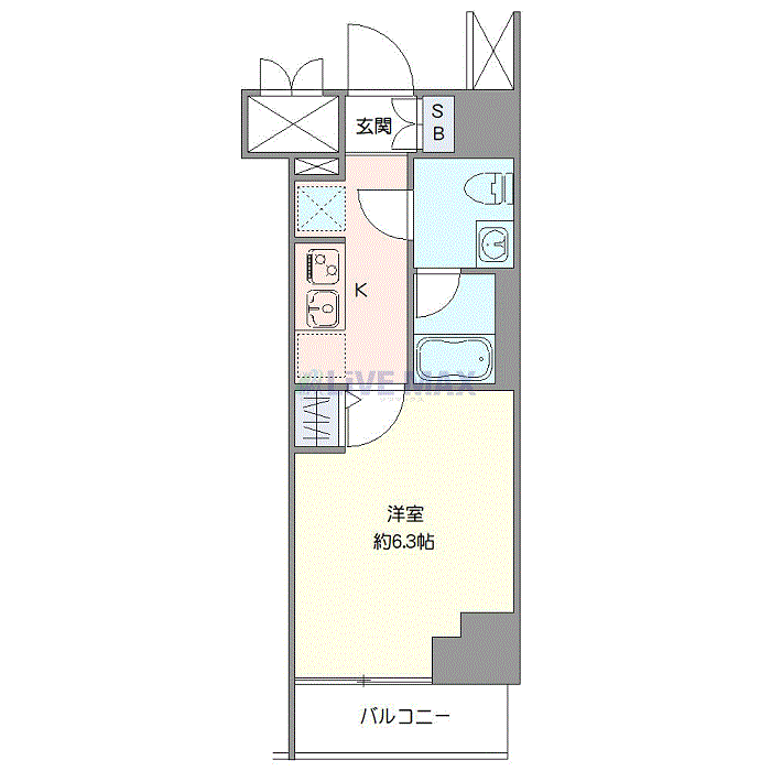 マンスリーリブマックス新横浜WESTタップ■『禁煙ルーム』【Wi-Fi無制限・独立洗面・浴室乾燥付】≪エクセレントシリーズ≫の間取り図