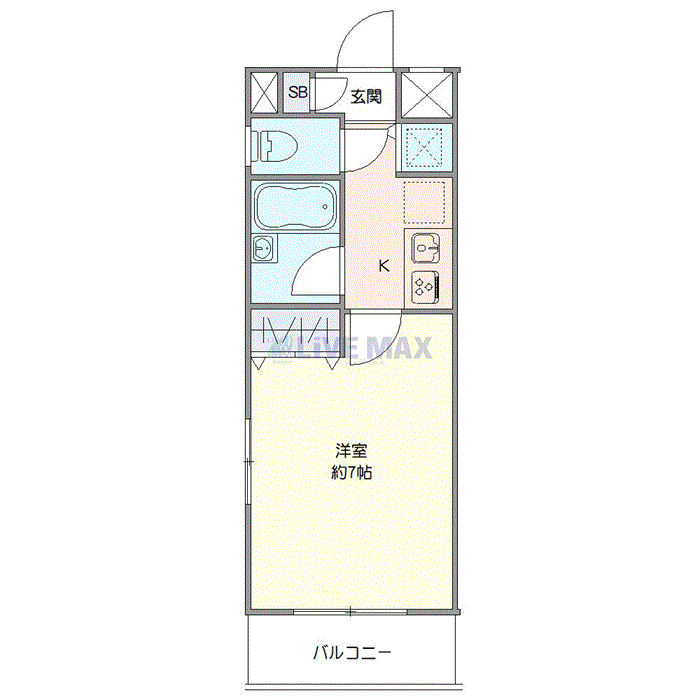 グッドステイ新宿中央公園・都庁前『禁煙ルーム・1K・22平米』≪スタンダードシリーズ≫の間取り図