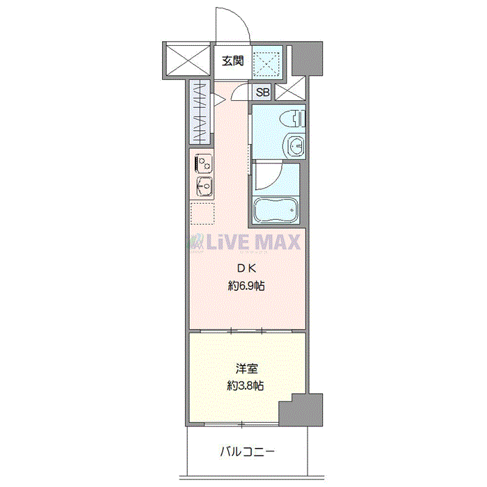 グッドステイ千住大橋スパシエ■『禁煙ルーム・1DK・25平米・Wi-Fi無制限・独立洗面・浴室乾燥付』【デラックス】の間取り図