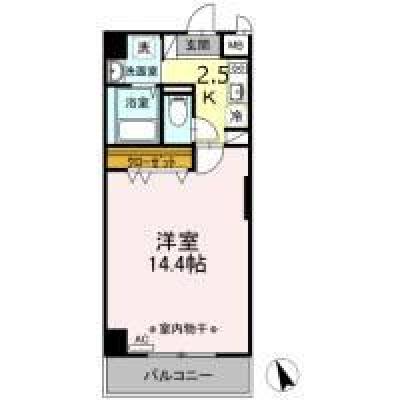 D-ROOMマンスリー【グリーンハイツ北口】インターネット無料！甲府駅　徒歩６分の間取り図