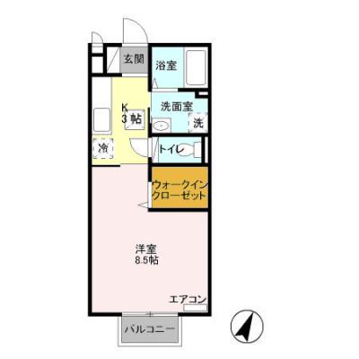 D-ROOMマンスリー【ミアカーサ】浴室換気暖房乾燥機・ウォークインクローゼットあり！の間取り図