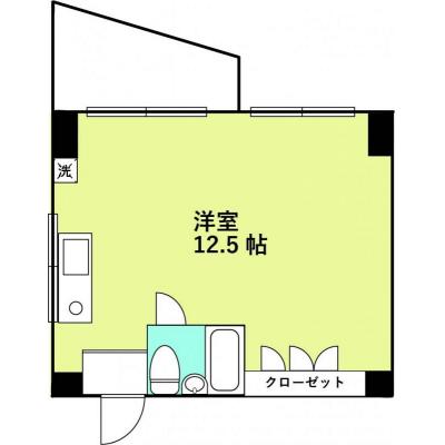 グローバルマンスリー栗林Ⅱ（Ｂタイプ）【Wi-Fi無料｜1R12.5帖｜琴電栗林公園駅徒歩7分🚉】の間取り図