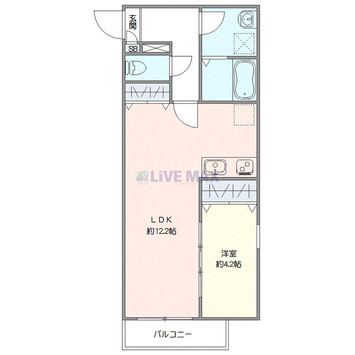 マンスリーリブマックス桶川駅ジーメゾン▲『禁煙ルーム・1LDK・40平米』【Wi-Fi無制限・追い焚き機能】≪エクセレントシリーズ≫の間取り図