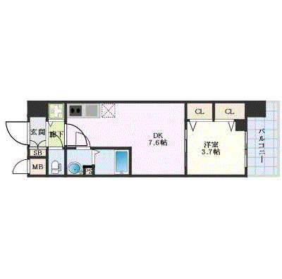 マンスリーリブマックス西大路駅東レガシープラス【1DK・設備充実】≪エクセレントシリーズ≫の間取り図