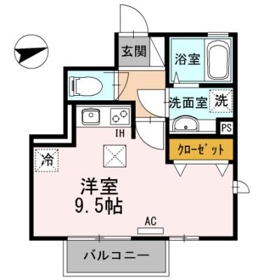 DーROOMマンスリー【アケボノⅧ101】電子タバコのみOKの間取り図