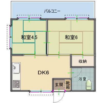 嘉陽マンション★２DK　家族やお友達との入居におすすめ！の間取り図