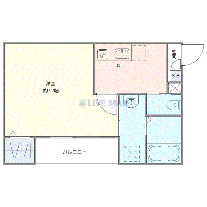 グッドステイ入間東藤沢二丁目EAST◎『禁煙ルーム・25平米・Wi-Fi無制限・独立洗面』【ベーシック】の間取り図
