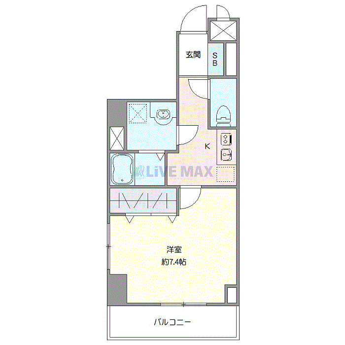 マンスリーリブマックス小田急線・相武台前ステーションフロント△『禁煙ルーム・28平米』【独立洗面・浴室乾燥付】≪スタンダードシリーズ≫の間取り図