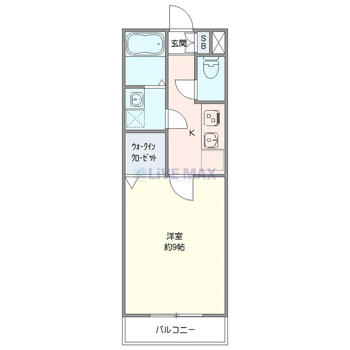 マンスリーリブマックス千葉駅前アーバンクエスト☆『禁煙ルーム・1K・29平米・駅2分』【1名入居限定・独立洗面】≪スタンダードシリーズ≫の間取り図