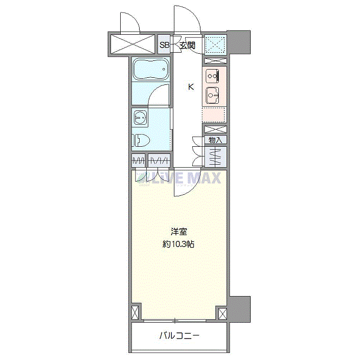 グッドステイ水天宮前リバーサイド△『禁煙ルーム・1K・32平米・独立洗面・浴室乾燥付』【ハイクラス】の間取り図