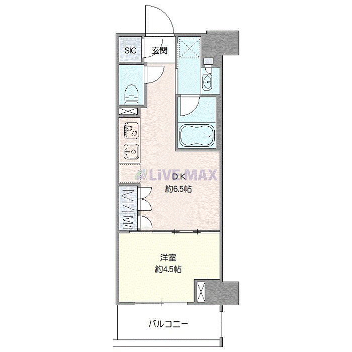 グッドステイ住吉WESTアーバン◎『禁煙ルーム・1DK・27平米・追い焚き機能・独立洗面・浴室乾燥付』【デラックス】の間取り図