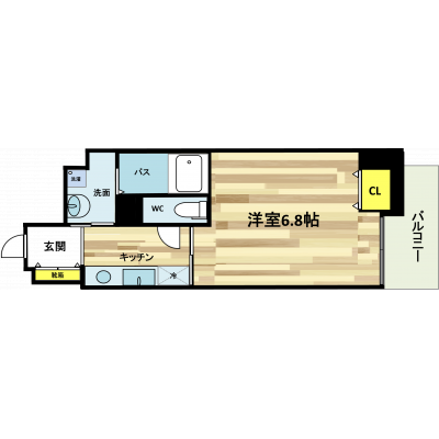 ワントップマンスリー淀屋橋プライムシティ【LUUP無料クーポン、ヨギボー、Refa製品付き】の間取り図