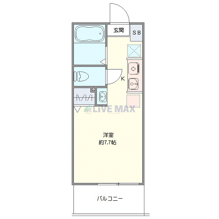 マンスリーリブマックス横浜反町・三ッ沢下町ラフィーネ△『禁煙ルーム』【複数入居不可・独立洗面・浴室乾燥付】≪エクセレントシリーズ≫の間取り図