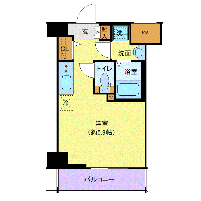 グッドステイ横浜保土ヶ谷WEST★『禁煙ルーム・独立洗面・浴室乾燥付』【ハイクラス】の間取り図