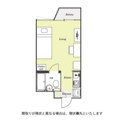 ユニオンマンスリー西国分寺２　207　1R・シングル☆【禁煙ルーム】人気の角部屋！安心のモニター付きインターフォン完備/デスク・チェア＆たっぷり収納2ドア冷蔵庫など生活家電のあるお部屋の間取り図
