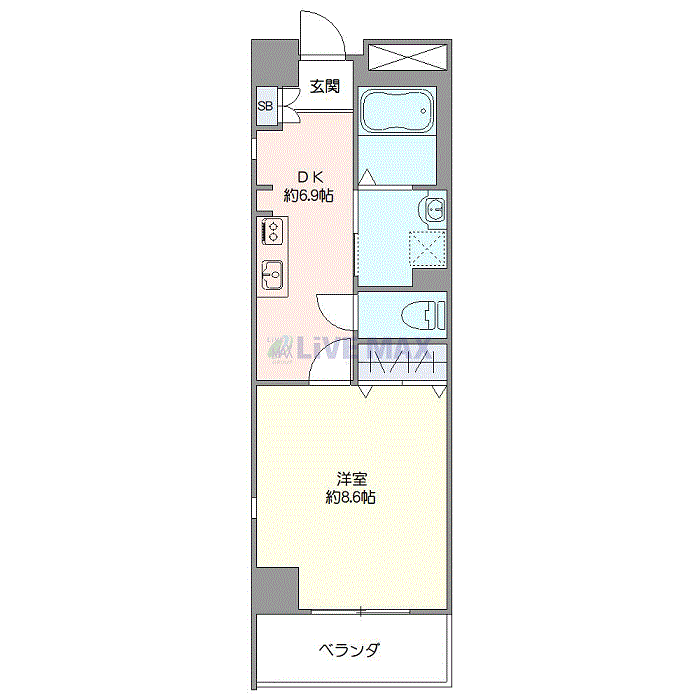 マンスリーリブマックス岩手北上NORTHフラッツ★『禁煙ルーム・33平米』【Wi-Fi無制限・追い焚き機能・独立洗面】≪スタンダードシリーズ≫の間取り図