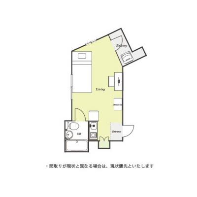 ユニオンマンスリー西国分寺７　303　1R・シングル☆【禁煙ルーム】人気の角部屋！デスク・チェア＆たっぷり収納2ドア冷蔵庫など生活家電のあるお部屋/スーパー・コンビニ至近の間取り図