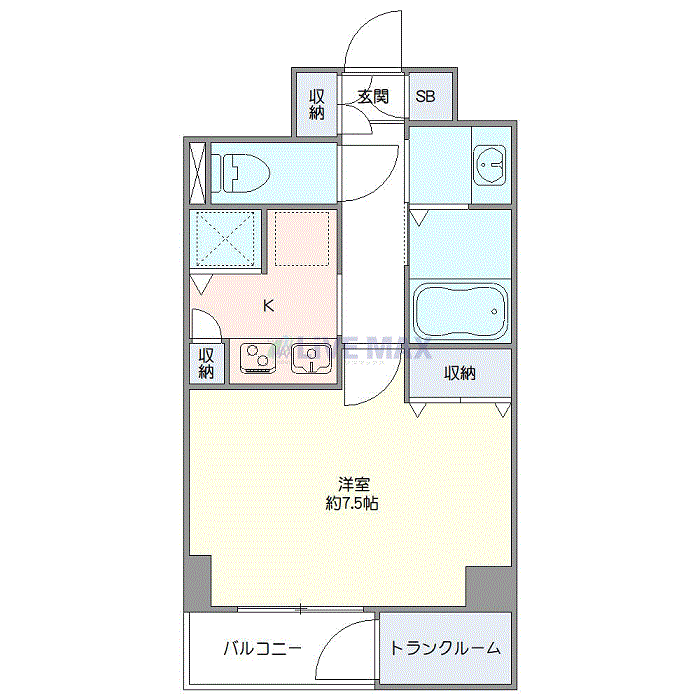 グッドステイ東京八丁堀駅前※『禁煙ルーム・30平米・駅2分・1名入居限定・独立洗面』【ベーシック】の間取り図