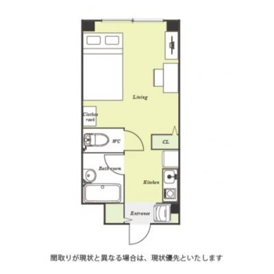 ユニオンマンスリー国分寺６　205　1R・セミダブル☆【禁煙ルーム】バス・トイレ別♪女性も安心の室内洗濯機＆デスク・チェア＆たっぷり収納2ドア冷蔵庫や電子レンジなど生活家電のあるお部屋の間取り図