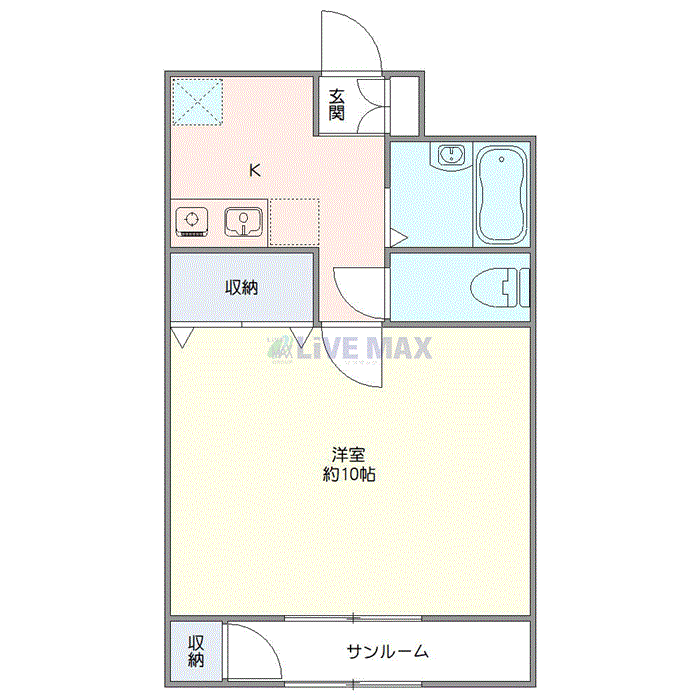 グッドステイ鷺沼SOUTH∴『禁煙ルーム・1K・33平米・ローテーブル・ソファ・1名入居限定』【ベーシック】の間取り図