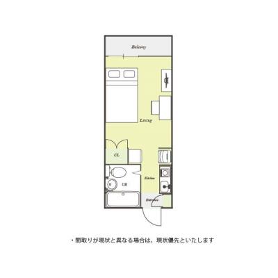 ユニオンマンスリー国分寺８　103　1R・セミダブル☆【禁煙ルーム】デスク・チェア＆たっぷり収納2ドア冷蔵庫など生活家電のあるお部屋/JR中央線利用で中野駅や新宿駅まで乗換なしでアクセスの間取り図