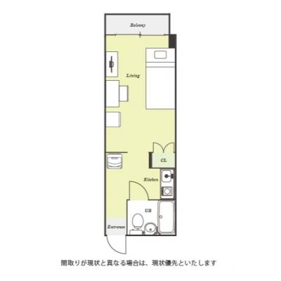 ユニオンマンスリー西国分寺６　202　1R・シングル☆【禁煙ルーム】安心のオートロック完備！デスク・チェア＆たっぷり収納2ドア冷蔵庫など生活家電のあるお部屋の間取り図
