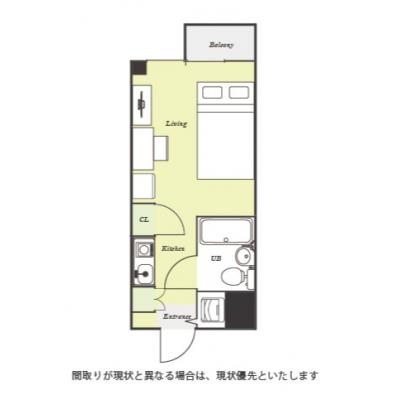 ユニオンマンスリー花小金井２　423　1R・セミダブル☆【禁煙ルーム】安心の建物AL＆室内洗濯機完備！デスク・チェア＆冷蔵庫や電子レンジなど生活家電のあるお部屋の間取り図