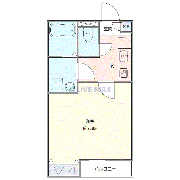 マンスリーリブマックス西武新宿線狭山市SOUTHメゾン■『禁煙ルーム・25平米』【Wi-Fi無制限・独立洗面】≪スタンダードシリーズ≫の間取り図