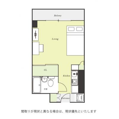 ユニオンマンスリー新小平１　317　1R・セミダブル☆◆インターネット固定回線（有線・Wi-Fi）無料の部屋◆【禁煙ルーム】勉強やテレワークにおすすめデスク＆チェアのあるお部屋の間取り図