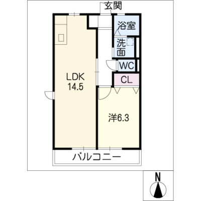 アルDEスリー岩倉PlusOne　101の間取り図
