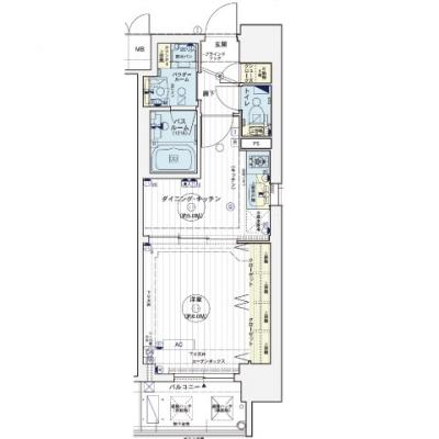 【大須観音駅　徒歩5分】EC名古屋栄プレシャス 1DKタイプ・30.33㎡③【NET無料・ペット可・分譲・浴室乾燥・2口ガスコンロ・オートロック】の間取り図