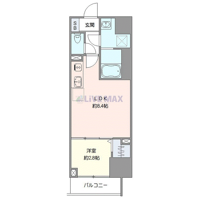 グッドステイ札幌EASTディアレイシャス∴『禁煙ルーム・1LDK・31平米・独立洗面・浴室乾燥付』【デラックス】の間取り図