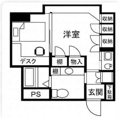 すますてマンスリー84【Wi-Fi無料】静岡市葵区本通の間取り図