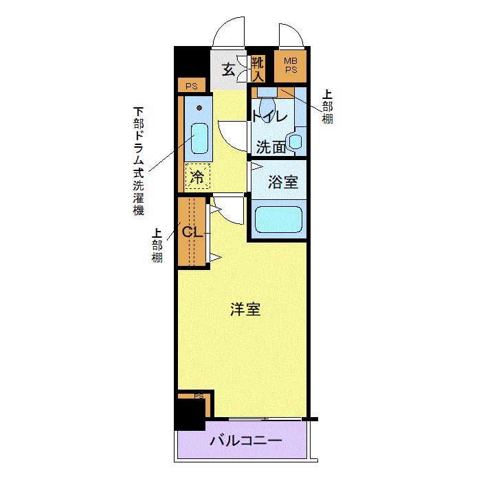 グッドステイ恵比寿一丁目◆△『禁煙ルーム・1K・26平米・1名入居限定・独立洗面』【ベーシック】の間取り図