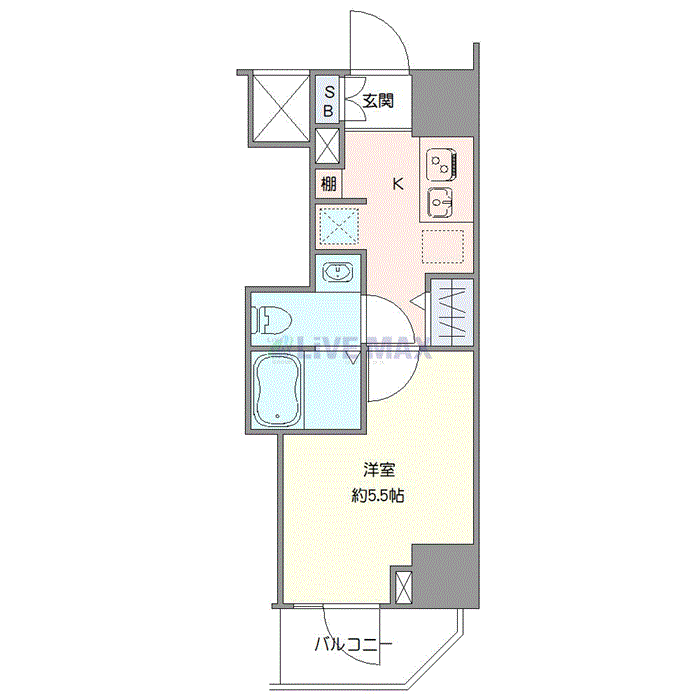 マンスリーリブマックス西千葉・西登戸WEST■『禁煙ルーム』【Wi-Fi無制限・独立洗面・浴室乾燥付】≪エクセレントシリーズ≫の間取り図