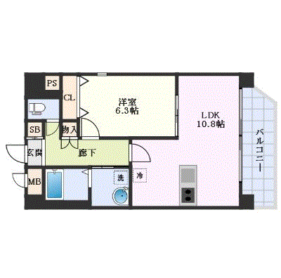 マンスリーリブマックス九品寺オーネスト▲エグゼ【1LDK・設備充実】≪エクセレントシリーズ≫の間取り図