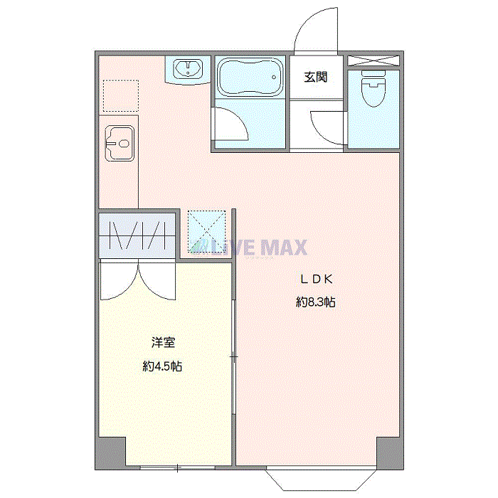マンスリーリブマックス札幌南4条イノベ∴『禁煙ルーム・1LDK・32平米』【独立洗面】≪スタンダードシリーズ≫の間取り図