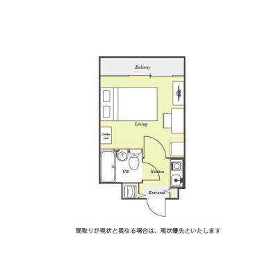 ユニオンマンスリー新小平アリビオ１　211　1K・セミダブル☆【禁煙ルーム】女性も安心の室内洗濯機/デスク・チェア＆たっぷり収納2ドア冷蔵庫など生活家電のあるお部屋の間取り図