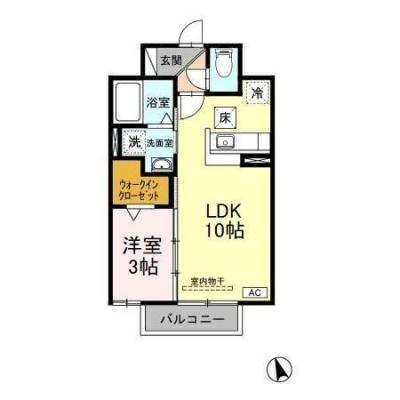 D-ROOMマンスリー【サンモールＴＭ】インターネット使い放題！洗面化粧台・TVインターホン付き！の間取り図