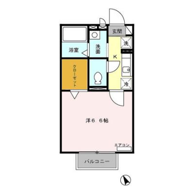 2026/07/25以降入居可　D-ROOMマンスリー【メゾンドアブリコ】浴室乾燥機付き！の間取り図