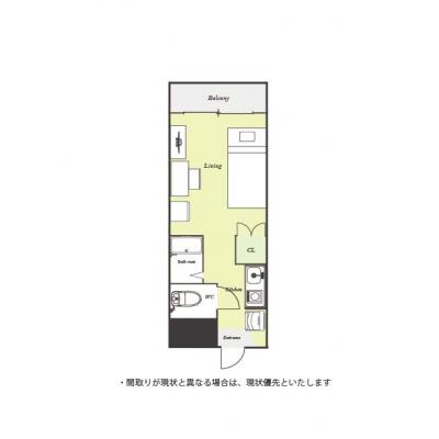 ユニオンマンスリー一橋学園１　202　1R・シングル☆◆インターネット固定回線（有線・Wi-Fi）無料の部屋◆【禁煙ルーム】デスク・チェア＆たっぷり収納2ドア冷蔵庫など生活家電のあるお部屋の間取り図