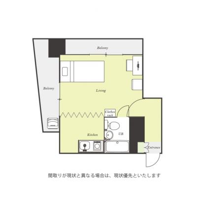 ユニオンマンスリー萩山１　402　1R・シングル☆【禁煙ルーム】人気の角部屋！安心のモニター付きインターフォン完備/デスク・チェア＆たっぷり収納2ドア冷蔵庫など生活家電のあるお部屋の間取り図