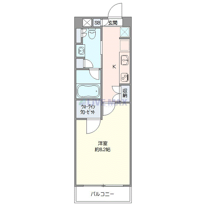 マンスリーリブマックス東西線行徳SOUTHグリーン◆△『禁煙ルーム・28平米』【1名入居限定・追い焚き機能・独立洗面】≪スタンダードシリーズ≫の間取り図