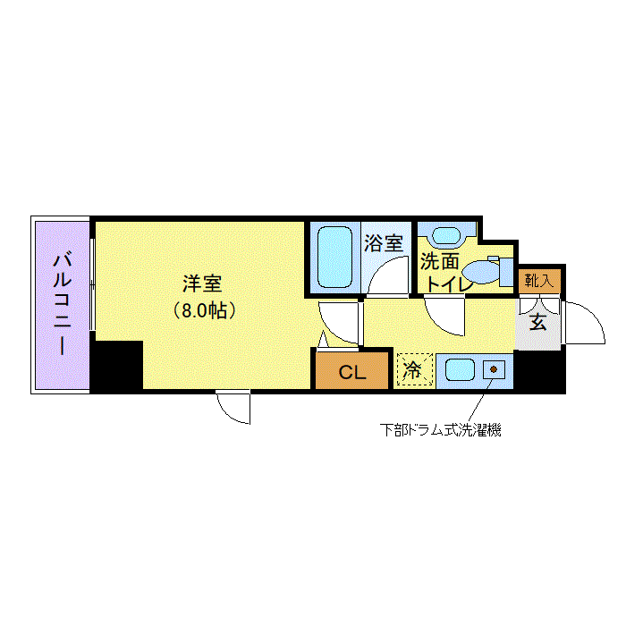 マンスリーリブマックス市ヶ谷WEST△『禁煙ルーム・25平米・駅4分』【1名入居限定・独立洗面】≪スタンダードシリーズ≫の間取り図