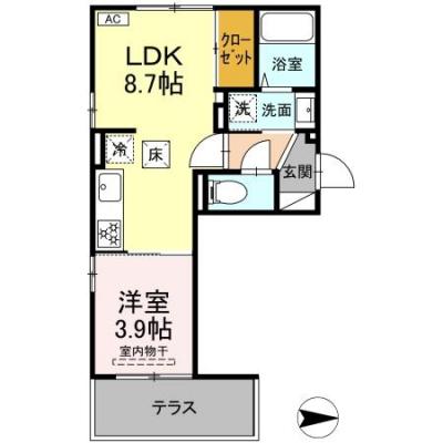 2026/07/11以降入居可能　D-ROOMマンスリー【D-ROOM中楯】インターネット使い放題！の間取り図