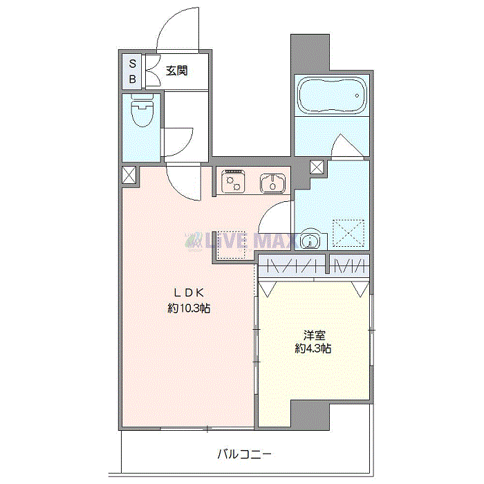 マンスリーリブマックス墨田八広アネックス◆△『禁煙ルーム・1LDK・36平米』【追い焚き機能・独立洗面・浴室乾燥付】≪プレミアムシリーズ≫の間取り図